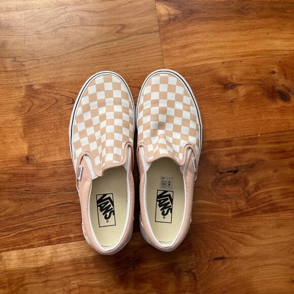 NEW Vans Women’s size 9 men’s size 7.5 - Checkered tan/white - Picture 4 of 6